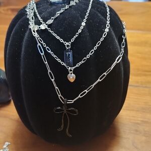 Elegant Silver Layered Necklace Set